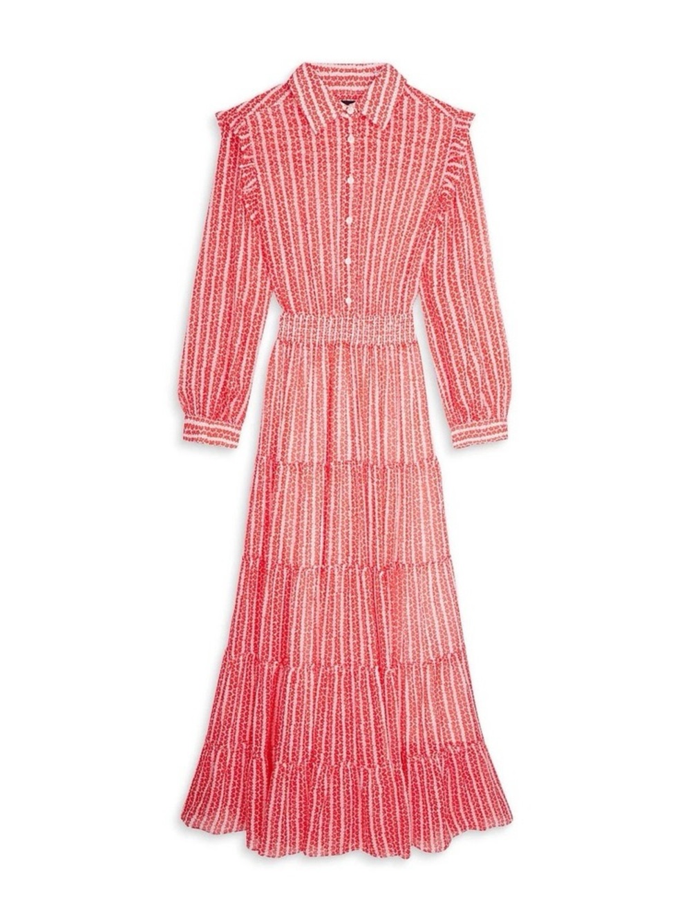 The Kooples NEW Floral Print Collared Dress Red/White Size FR 2/US Med MSRP $525
